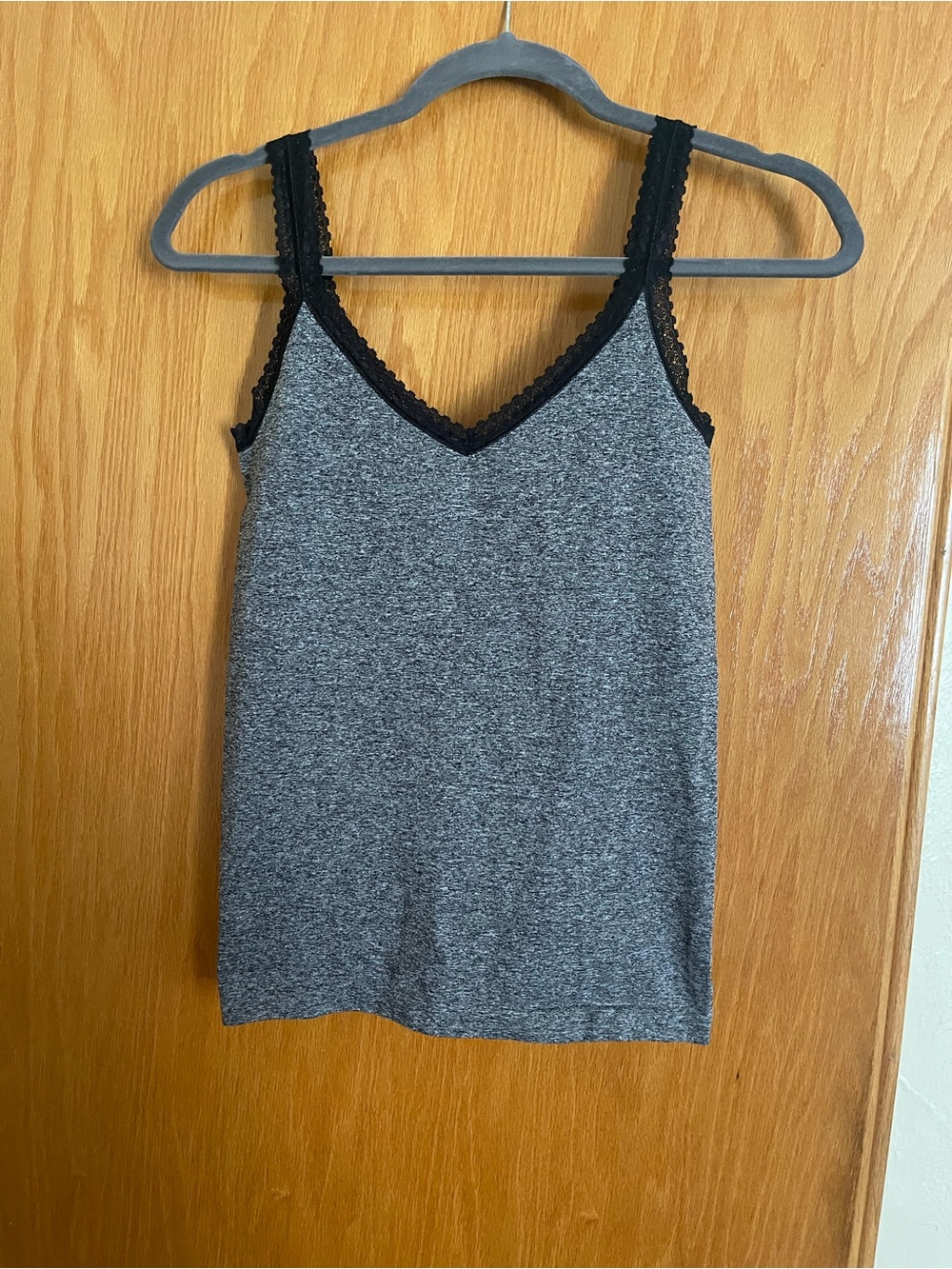 Lace-Trim Gray V-Neck Camisole